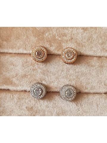 Brinco Redondo de Zircônia Cravejado Strass Festa Noiva